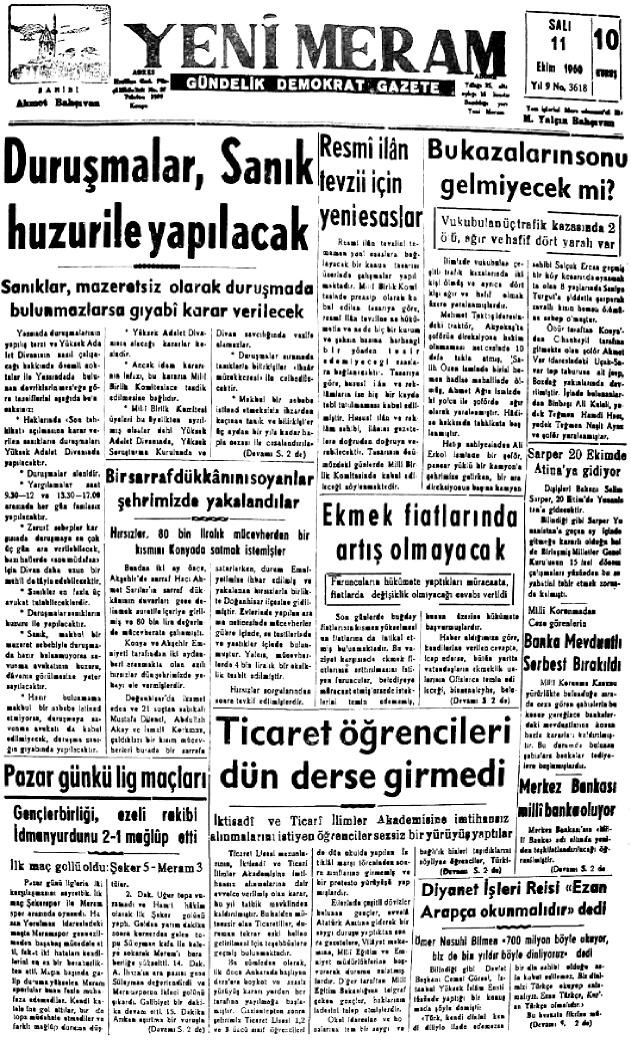 11 Ekim 2023 Yeni Meram Gazetesi
