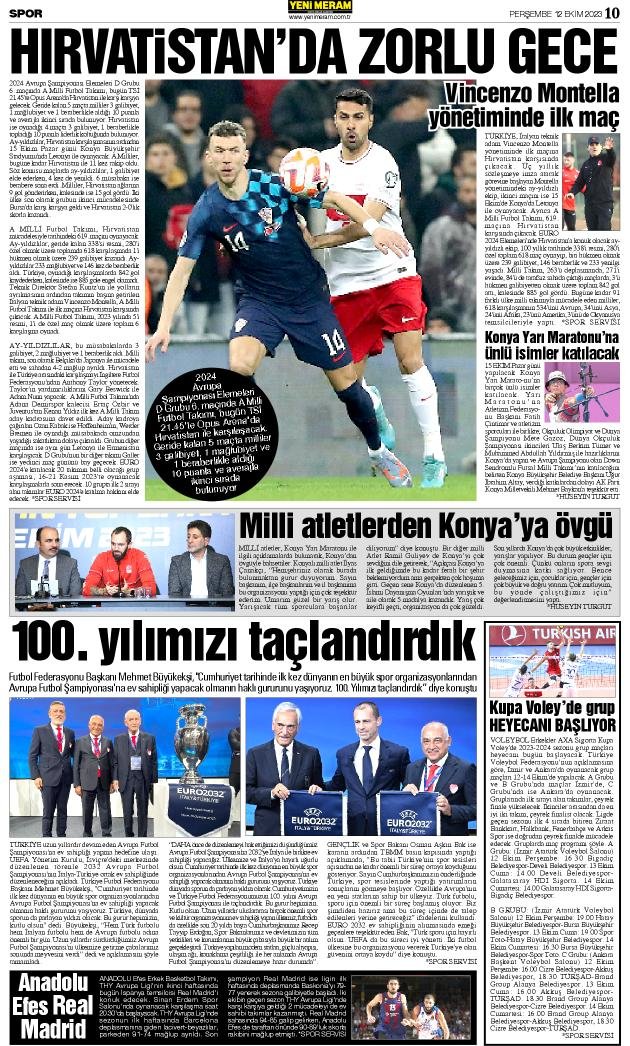 12 Ekim 2023 Yeni Meram Gazetesi
