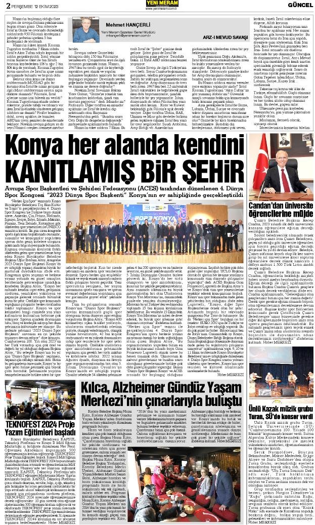 12 Ekim 2023 Yeni Meram Gazetesi
