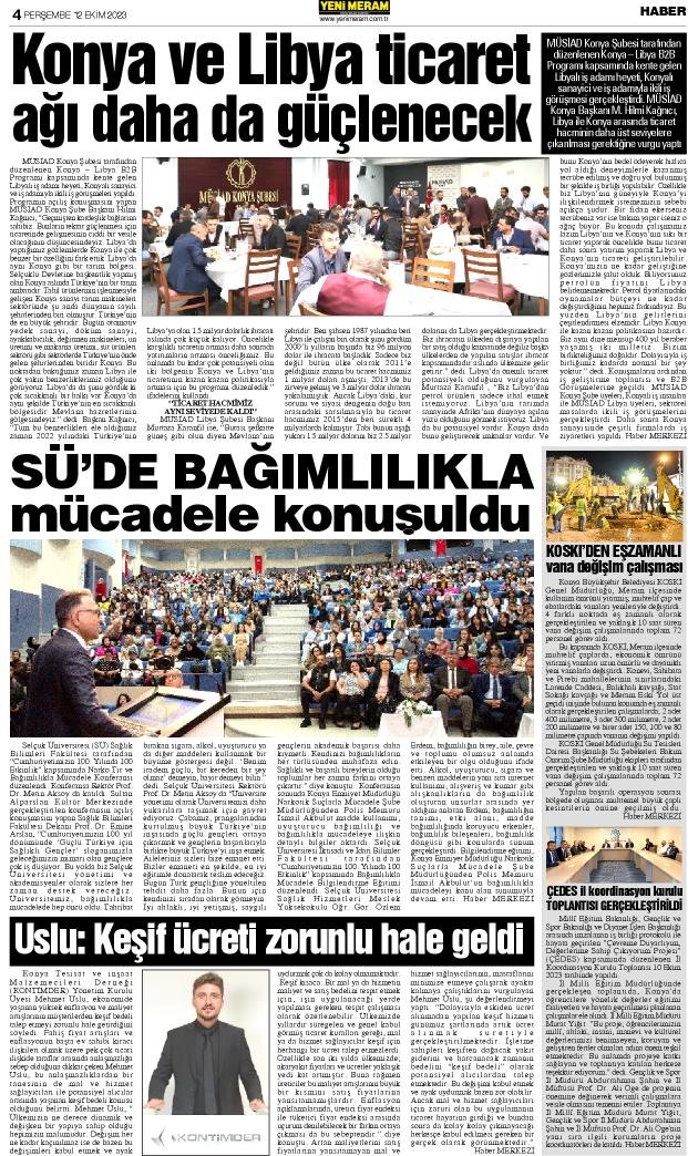 12 Ekim 2023 Yeni Meram Gazetesi
