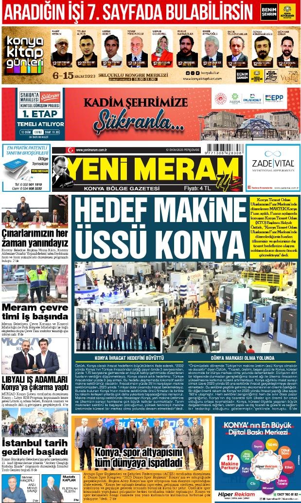 12 Ekim 2023 Yeni Meram Gazetesi
