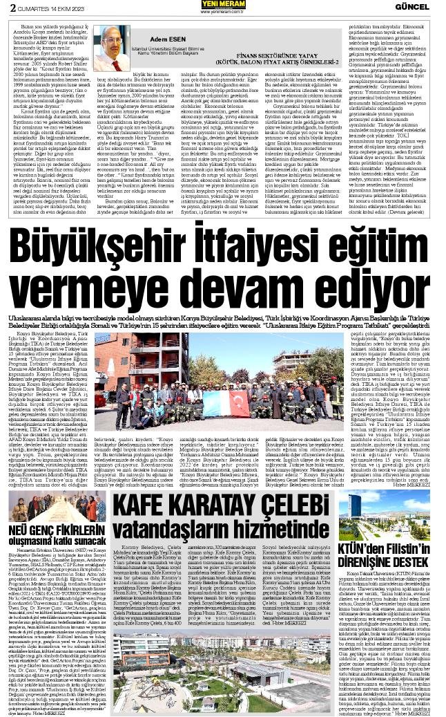 14 Ekim 2023 Yeni Meram Gazetesi