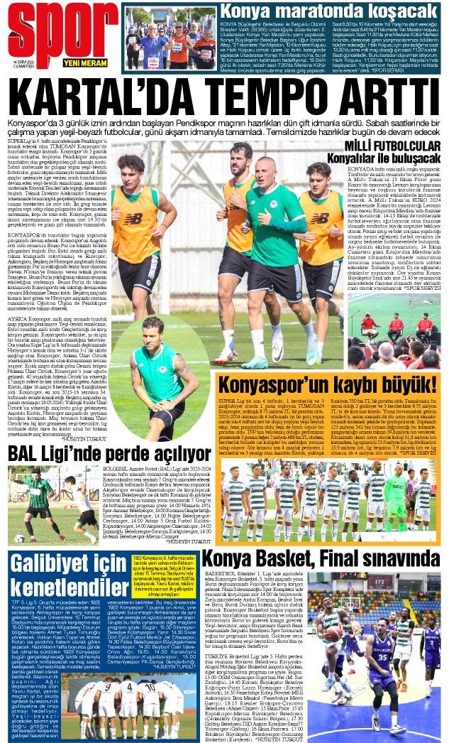 14 Ekim 2023 Yeni Meram Gazetesi