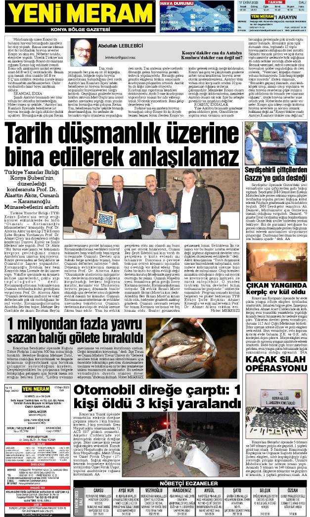 17 Ekim 2023 Yeni Meram Gazetesi