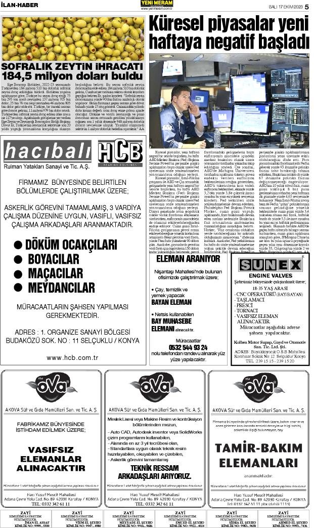 17 Ekim 2023 Yeni Meram Gazetesi