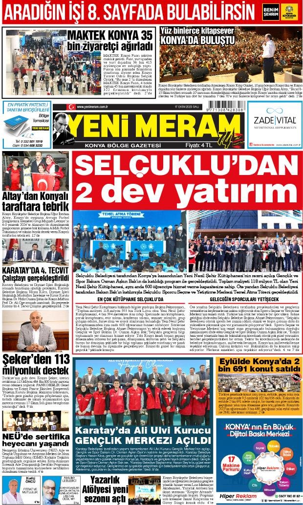 17 Ekim 2023 Yeni Meram Gazetesi