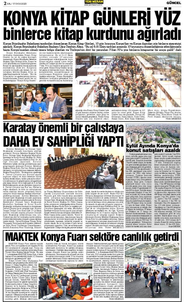 17 Ekim 2023 Yeni Meram Gazetesi