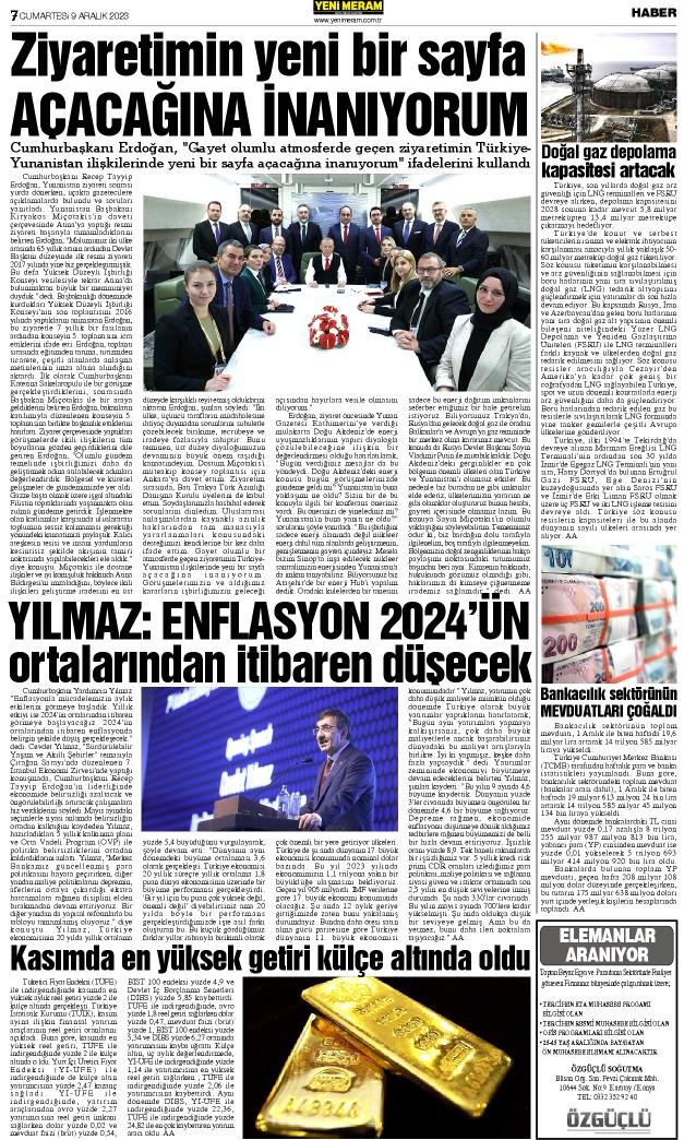 9 Aralık 2023 Yeni Meram Gazetesi