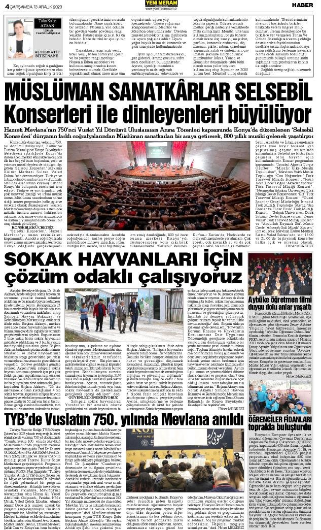 13 Aralık 2023 Yeni Meram Gazetesi
