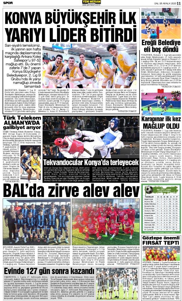 26 Aralık 2023 Yeni Meram Gazetesi
