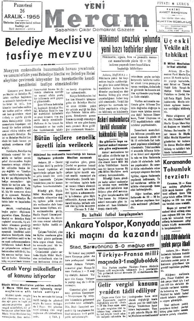 26 Aralık 2023 Yeni Meram Gazetesi
