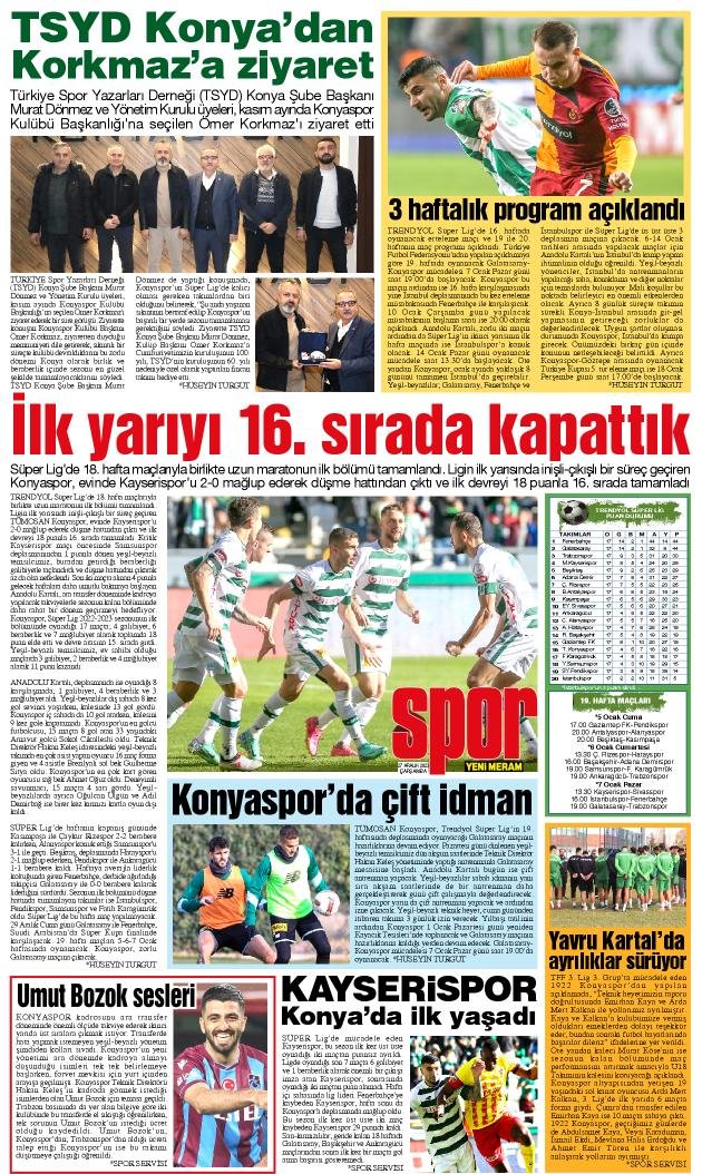 27 Aralık 2023 Yeni Meram Gazetesi
