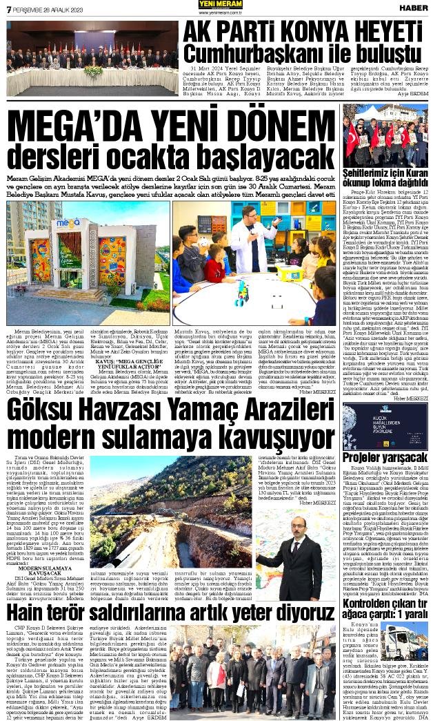 28 Aralık 2023 Yeni Meram Gazetesi
