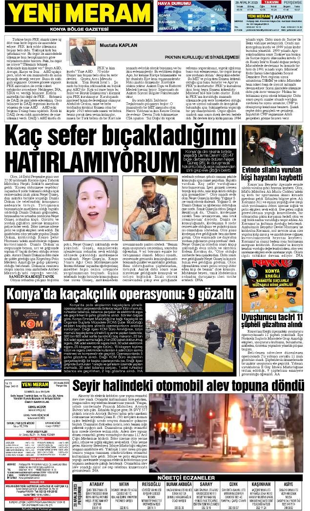 28 Aralık 2023 Yeni Meram Gazetesi
