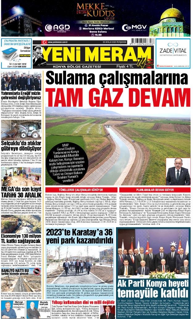 28 Aralık 2023 Yeni Meram Gazetesi
