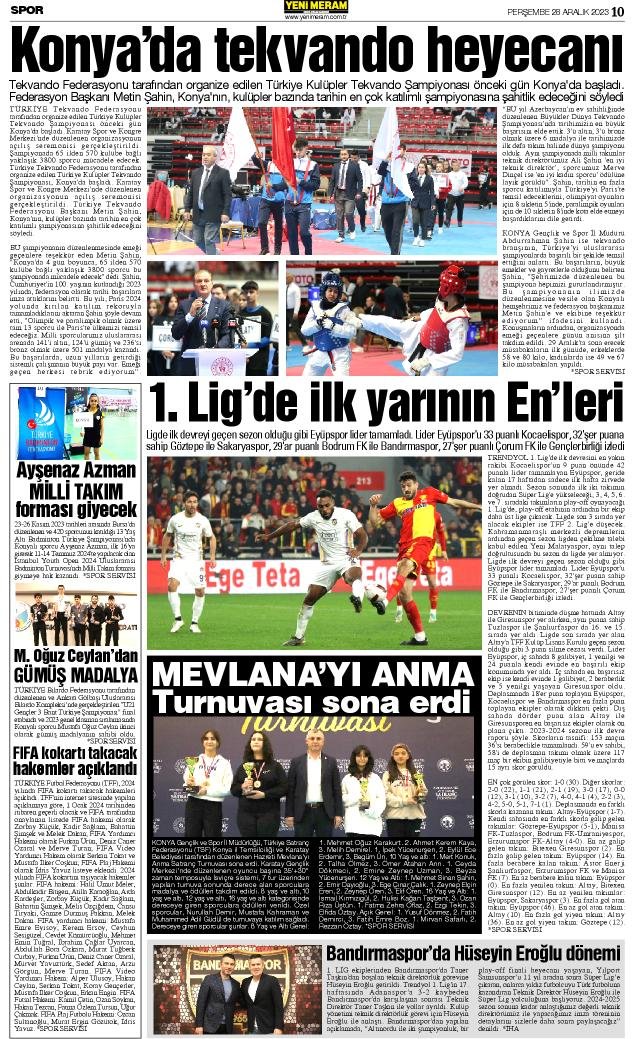 28 Aralık 2023 Yeni Meram Gazetesi
