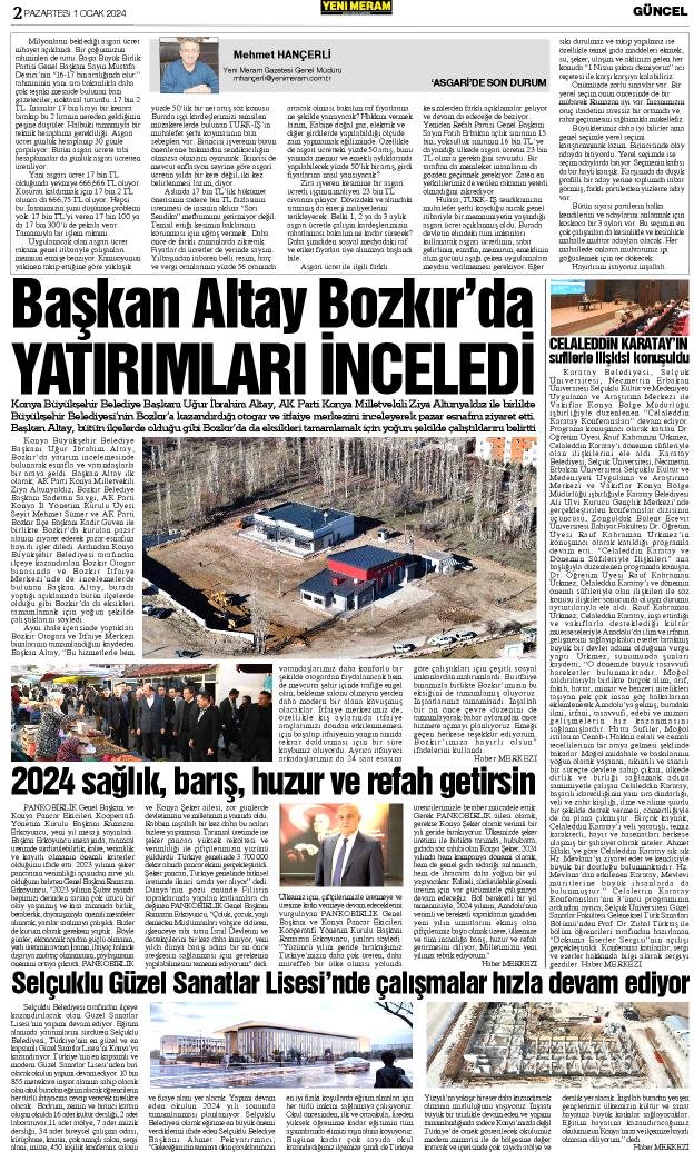 1 Ocak 2024 Yeni Meram Gazetesi

