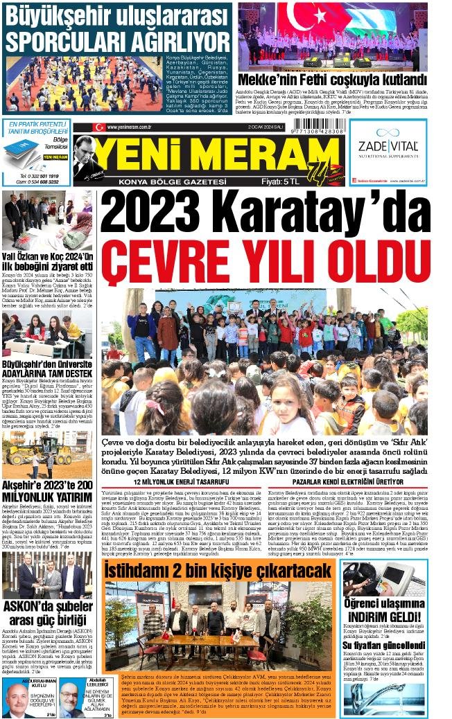 2 Ocak 2024 Yeni Meram Gazetesi
