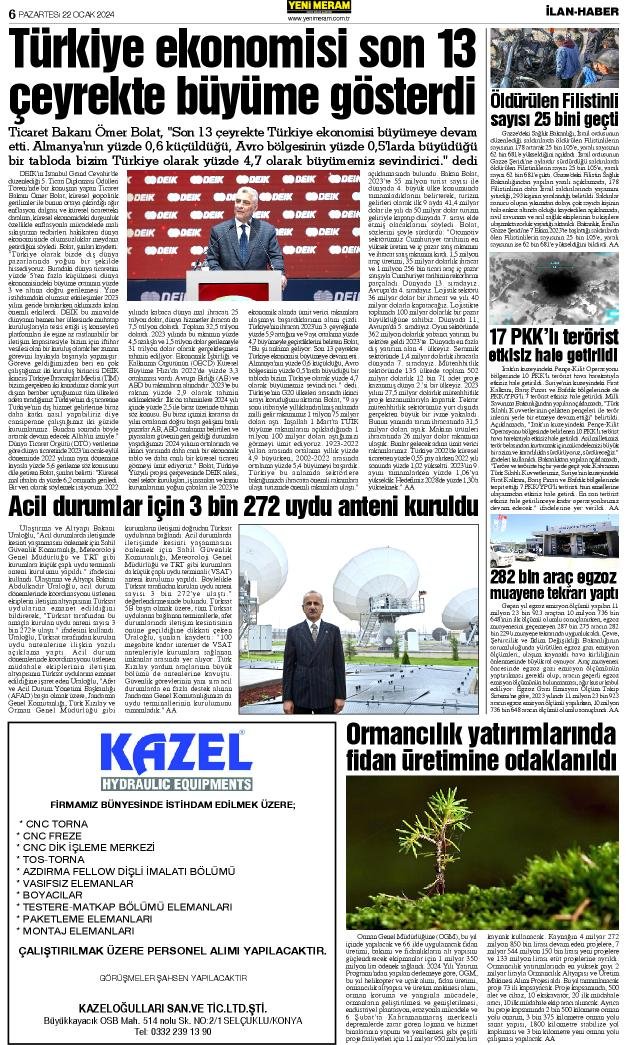 22 Ocak 2024 Yeni Meram Gazetesi

