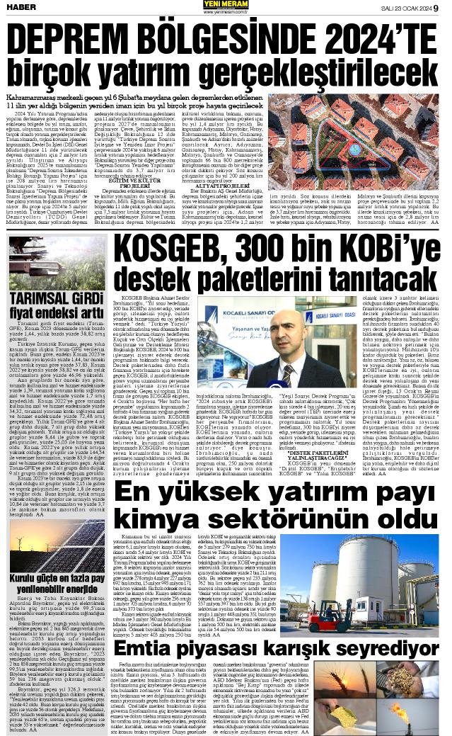 23 Ocak 2024 Yeni Meram Gazetesi
