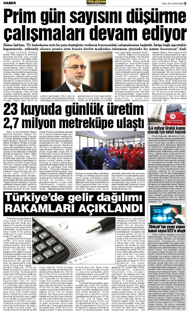 30 Ocak 2024 Yeni Meram Gazetesi
