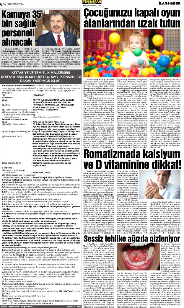 30 Ocak 2024 Yeni Meram Gazetesi
