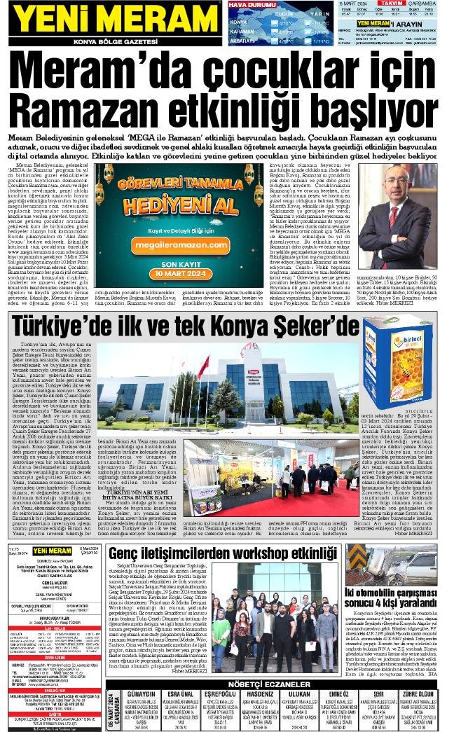 6 Mart 2024 Yeni Meram Gazetesi
