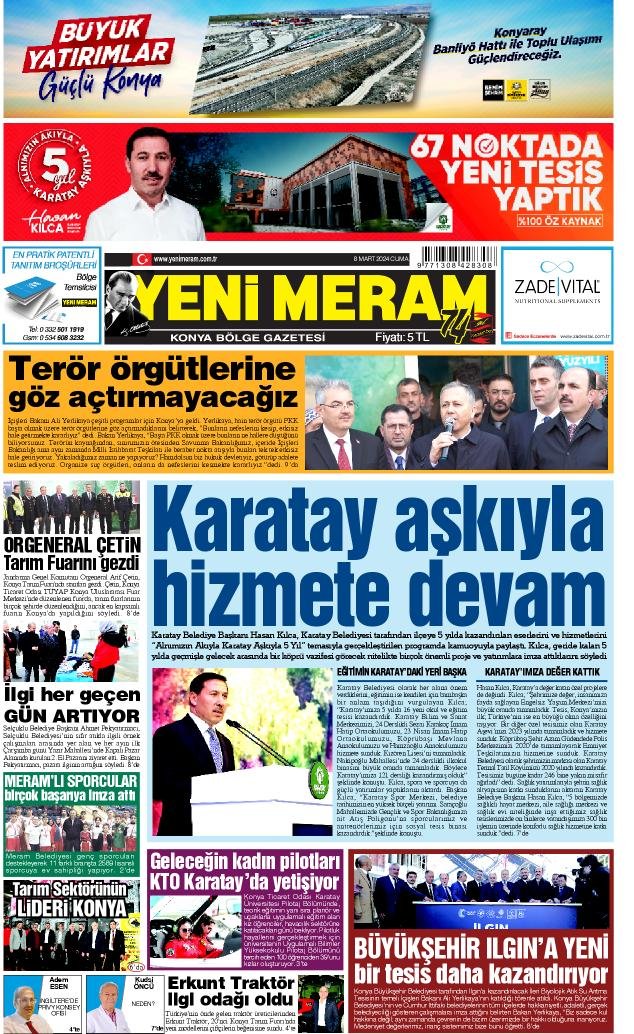 8 Mart 2024 Yeni Meram Gazetesi