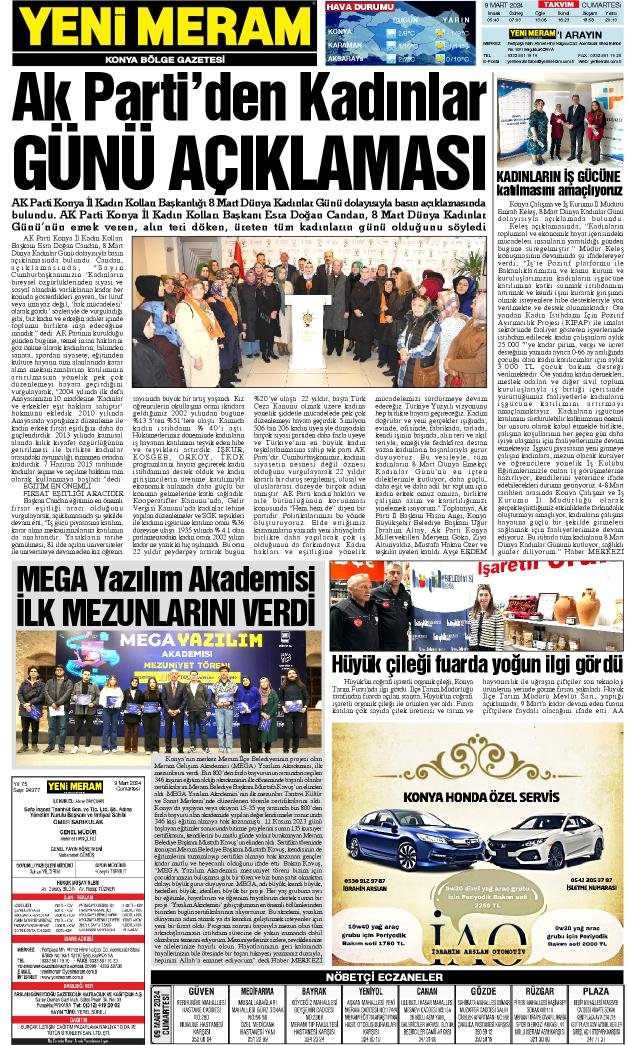 9 Mart 2024 Yeni Meram Gazetesi