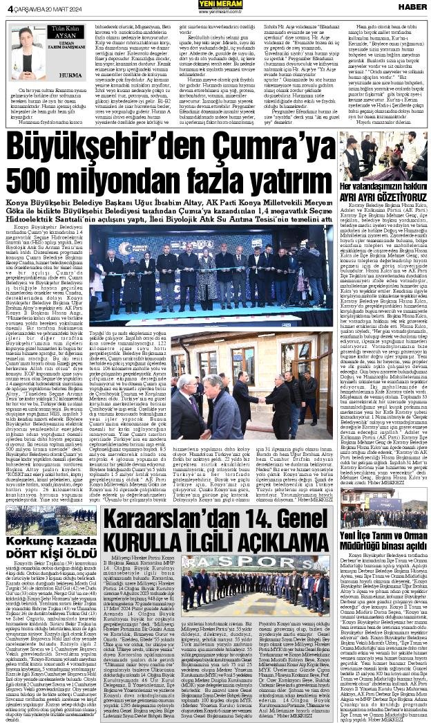 20 Mart 2024 Yeni Meram Gazetesi
