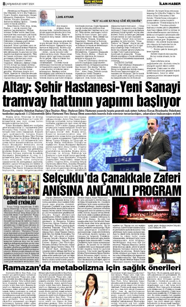 20 Mart 2024 Yeni Meram Gazetesi
