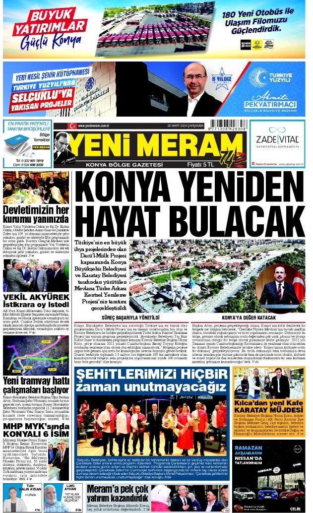 20 Mart 2024 Yeni Meram Gazetesi
