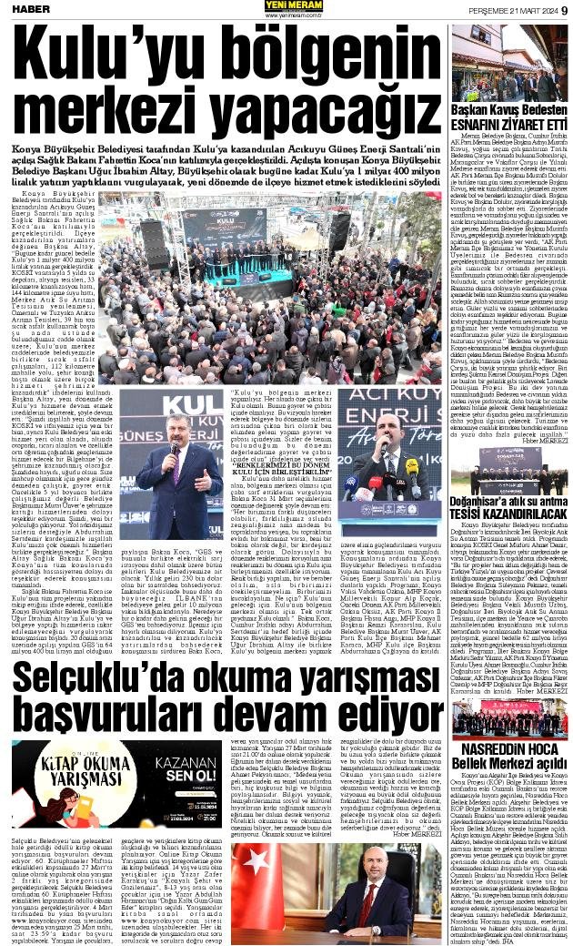 21 Mart 2024 Yeni Meram Gazetesi
