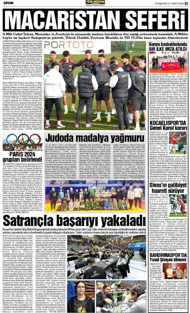 21 Mart 2024 Yeni Meram Gazetesi
