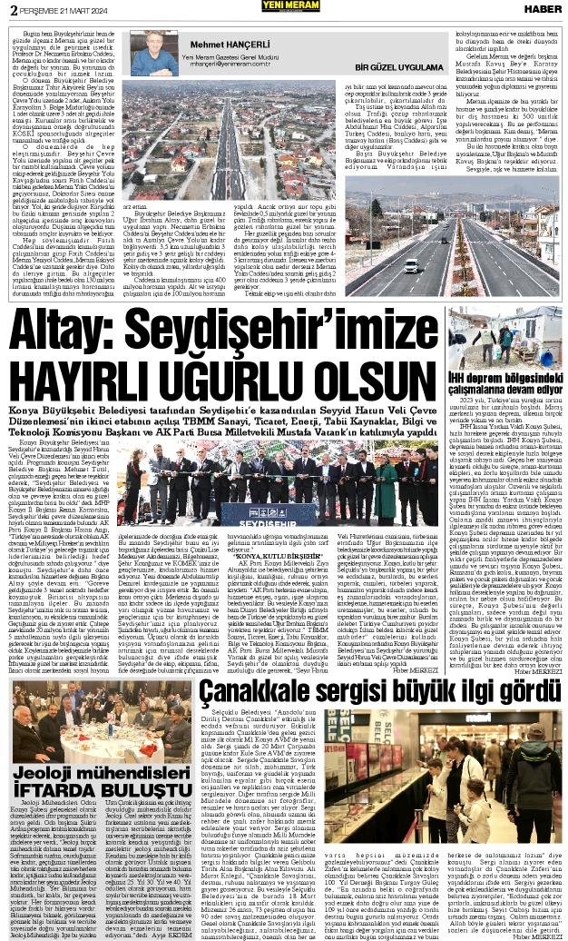 21 Mart 2024 Yeni Meram Gazetesi
