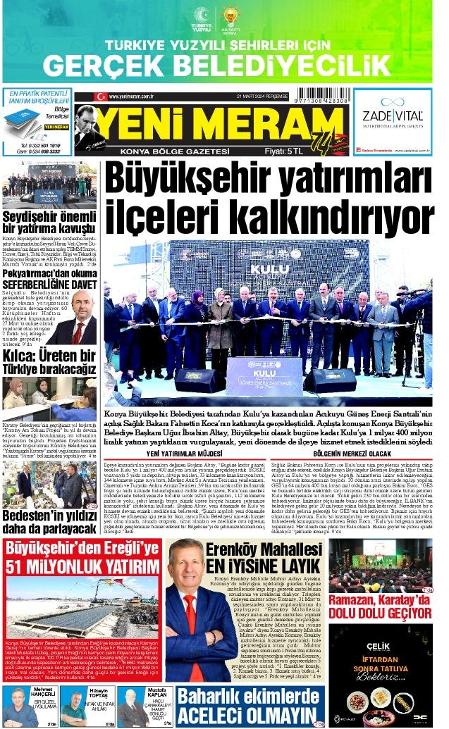 21 Mart 2024 Yeni Meram Gazetesi
