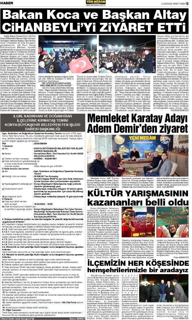 22 Mart 2024 Yeni Meram Gazetesi
