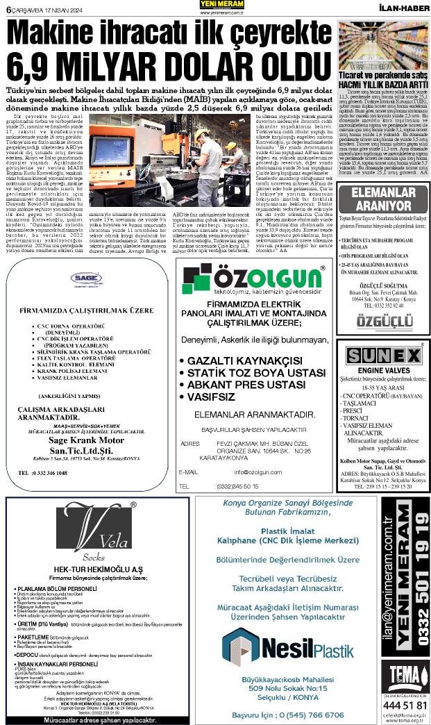 17 Nisan 2024 Yeni Meram Gazetesi

