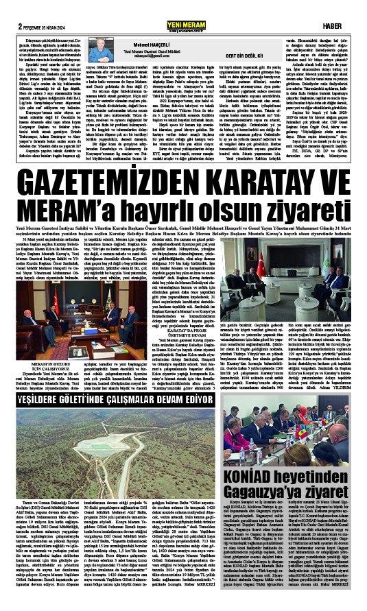 25 Nisan 2024 Yeni Meram Gazetesi