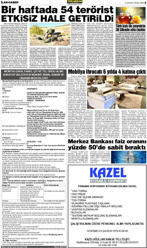 26 Nisan 2024 Yeni Meram Gazetesi

