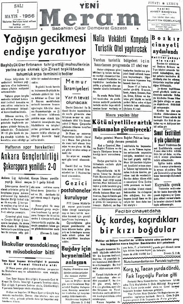 1 Mayıs 2024 Yeni Meram Gazetesi