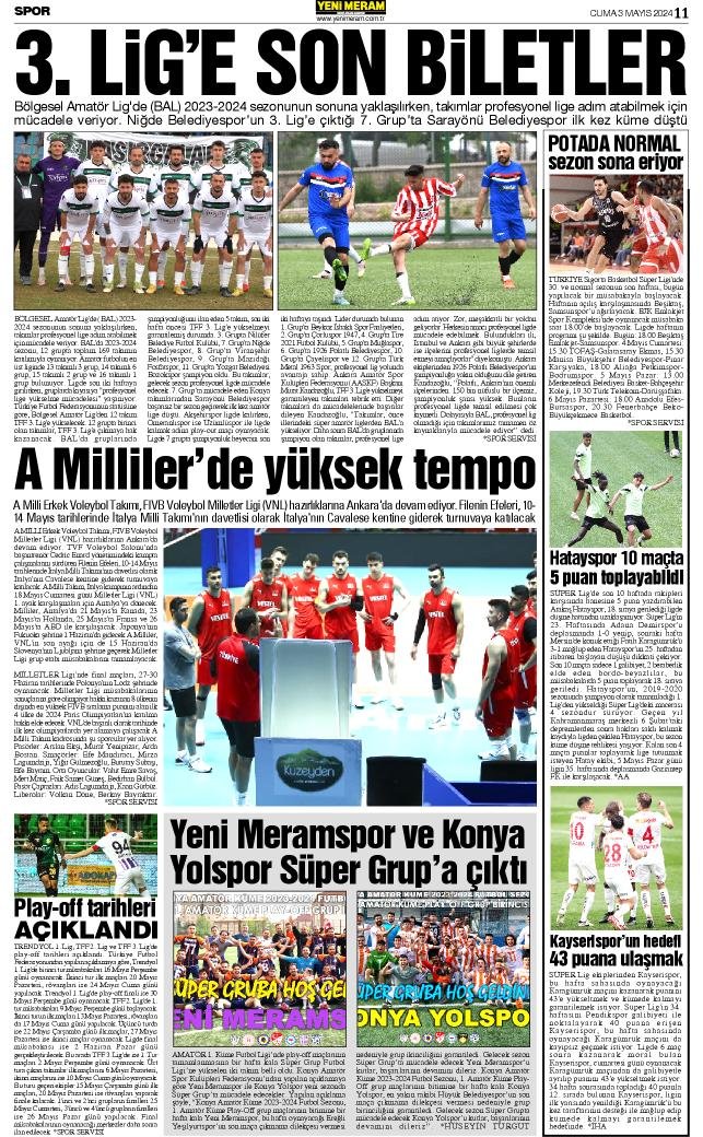 3 Mayıs 2024 Yeni Meram Gazetesi
