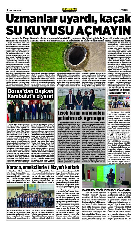 3 Mayıs 2024 Yeni Meram Gazetesi
