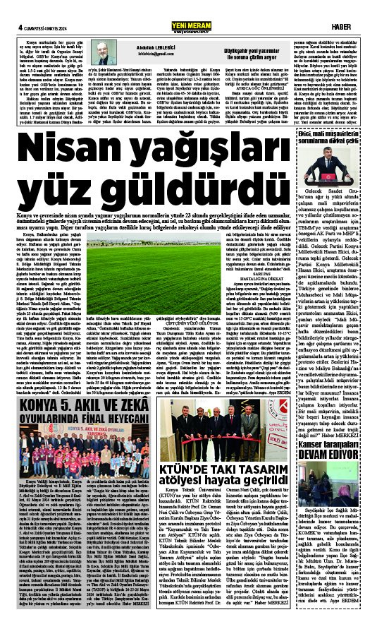 4 Mayıs 2024 Yeni Meram Gazetesi