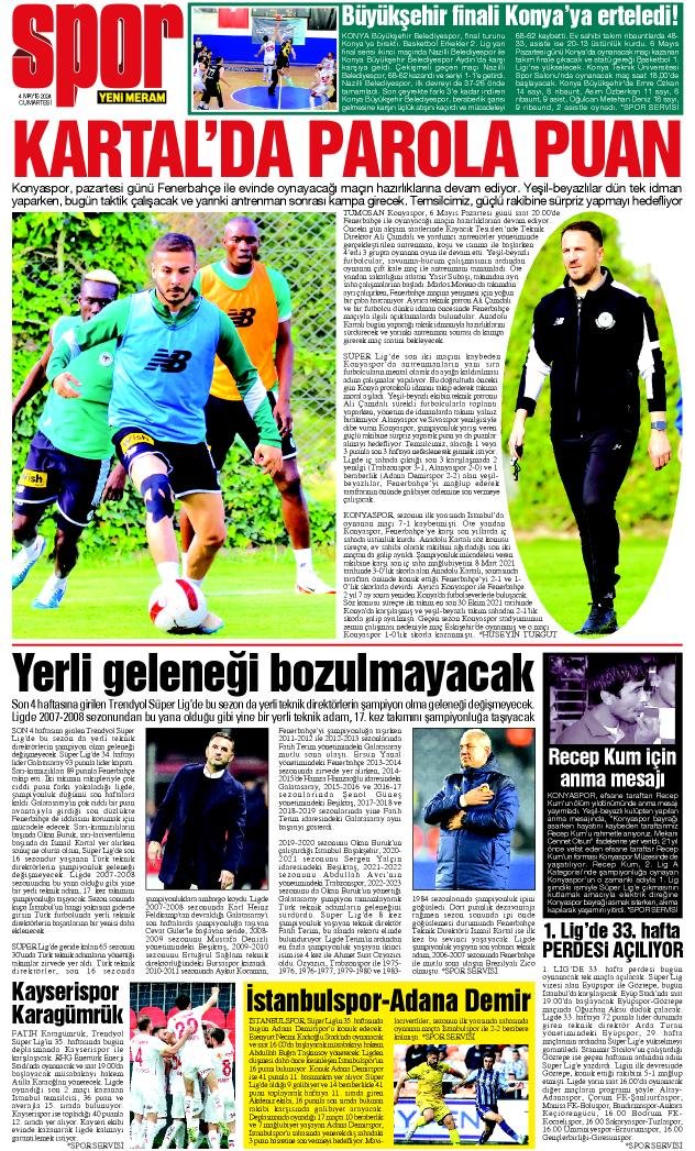 4 Mayıs 2024 Yeni Meram Gazetesi