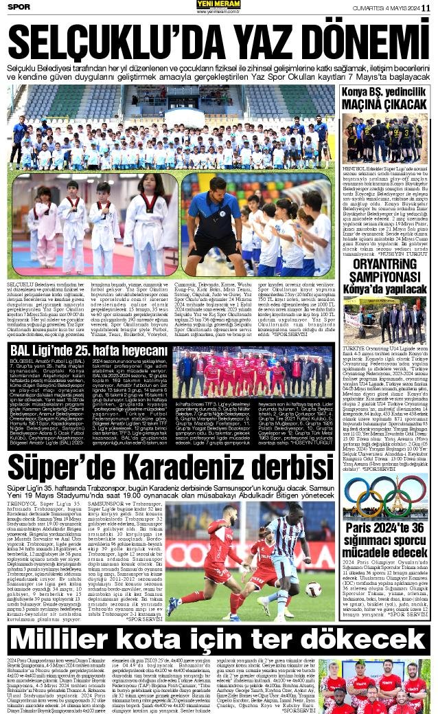 4 Mayıs 2024 Yeni Meram Gazetesi