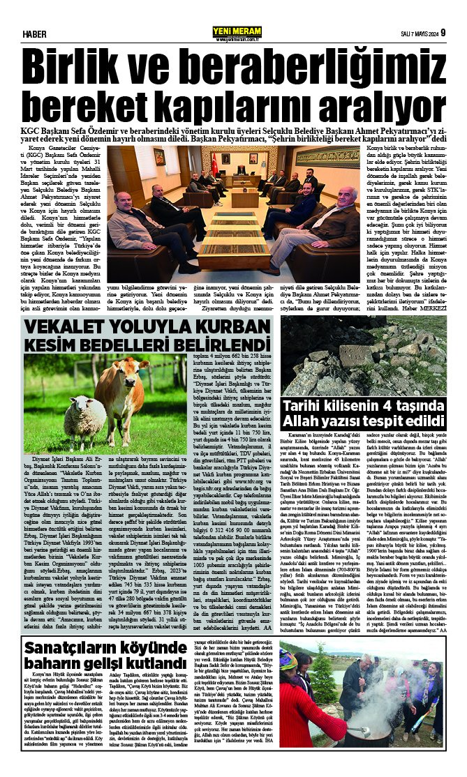 7 Mayıs 2024 Yeni Meram Gazetesi
