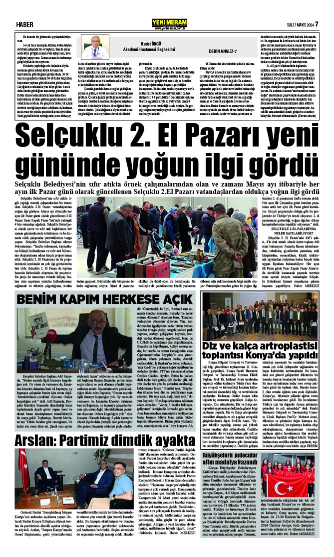 7 Mayıs 2024 Yeni Meram Gazetesi
