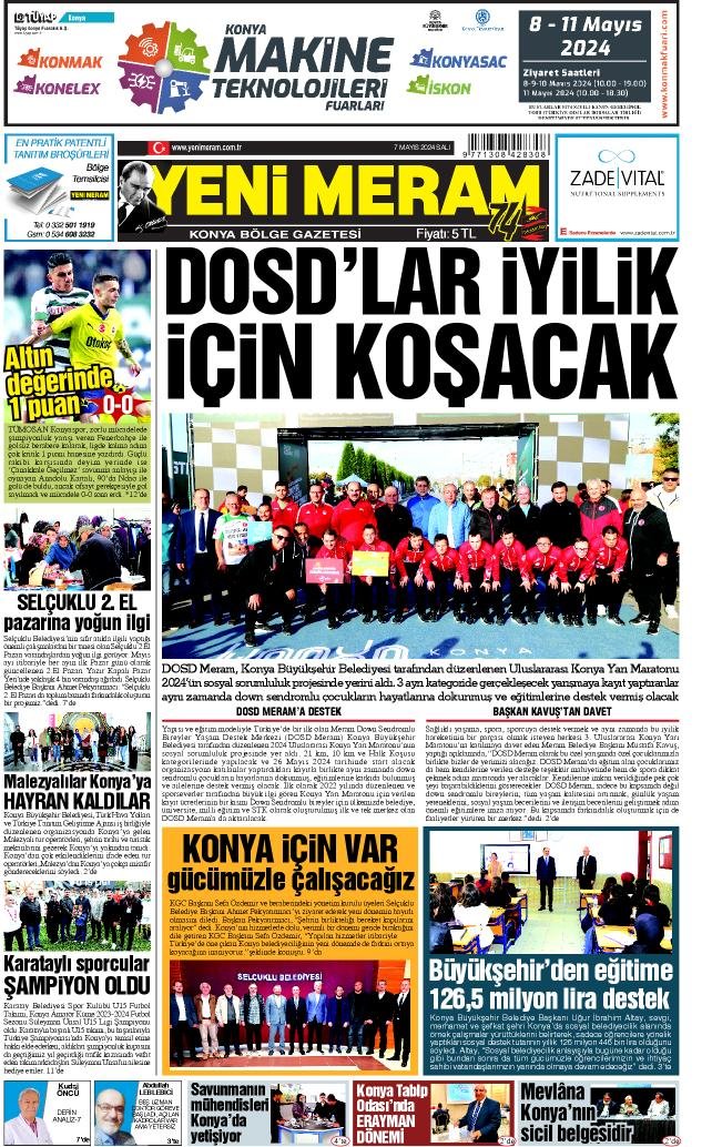 7 Mayıs 2024 Yeni Meram Gazetesi
