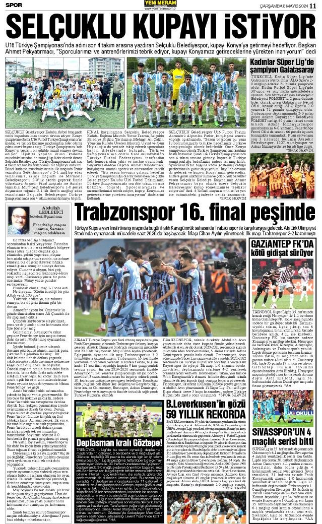 8 Mayıs 2024 Yeni Meram Gazetesi
